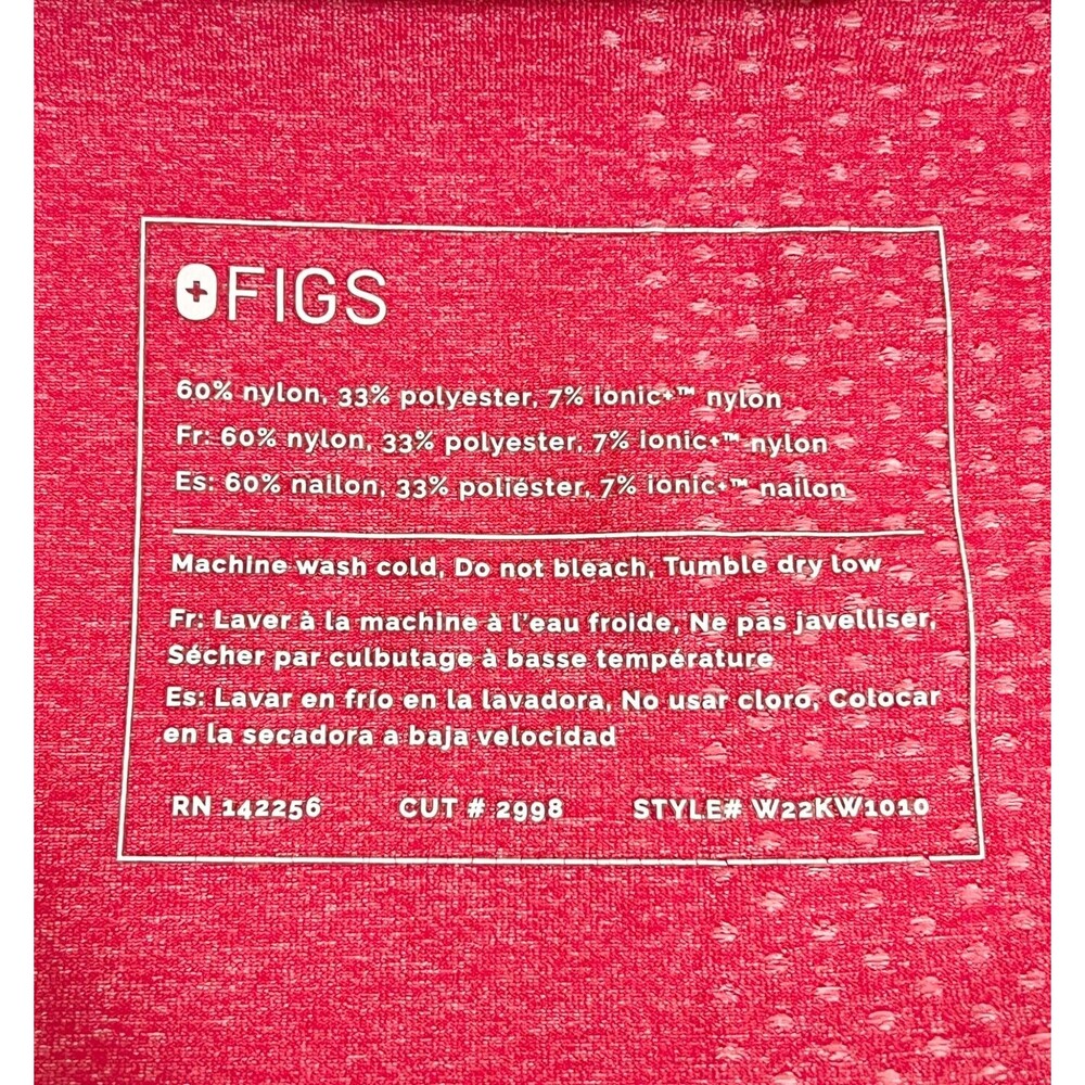 FIGS Heather Pink/Red Salta Seamless Long Sleeve Underscrub Top Slim Fit Size M - Picture 5 of 5